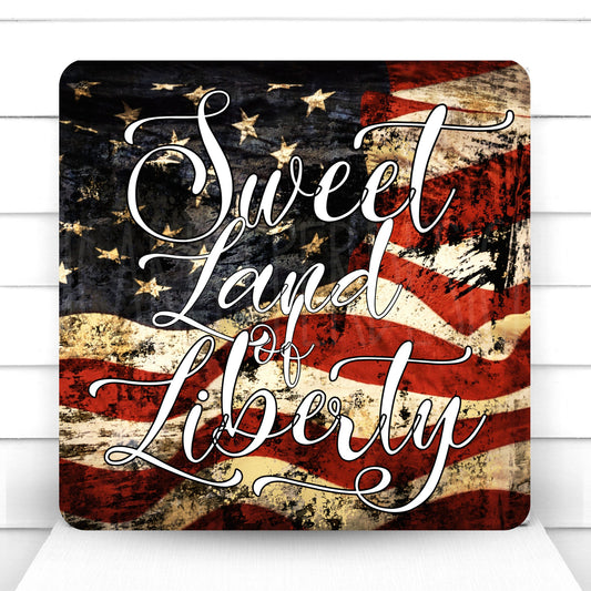 Wreath Sign, Sweet Land of Liberty Patriotic Wreath Sign, 4th of July Wreath Sign, Sugar Pepper Designs, Sign For Wreath, Door Decor