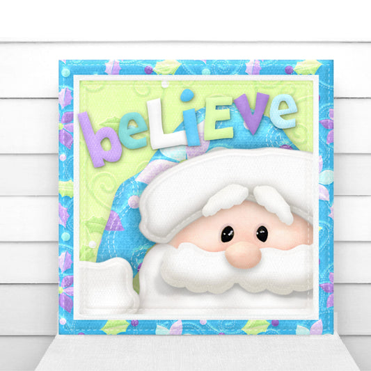 Wreath Sign, Believe Santa Claus Christmas Wreath Sign, Cute Santa Claus Wreath Sign, Elegant Christmas Door Decor