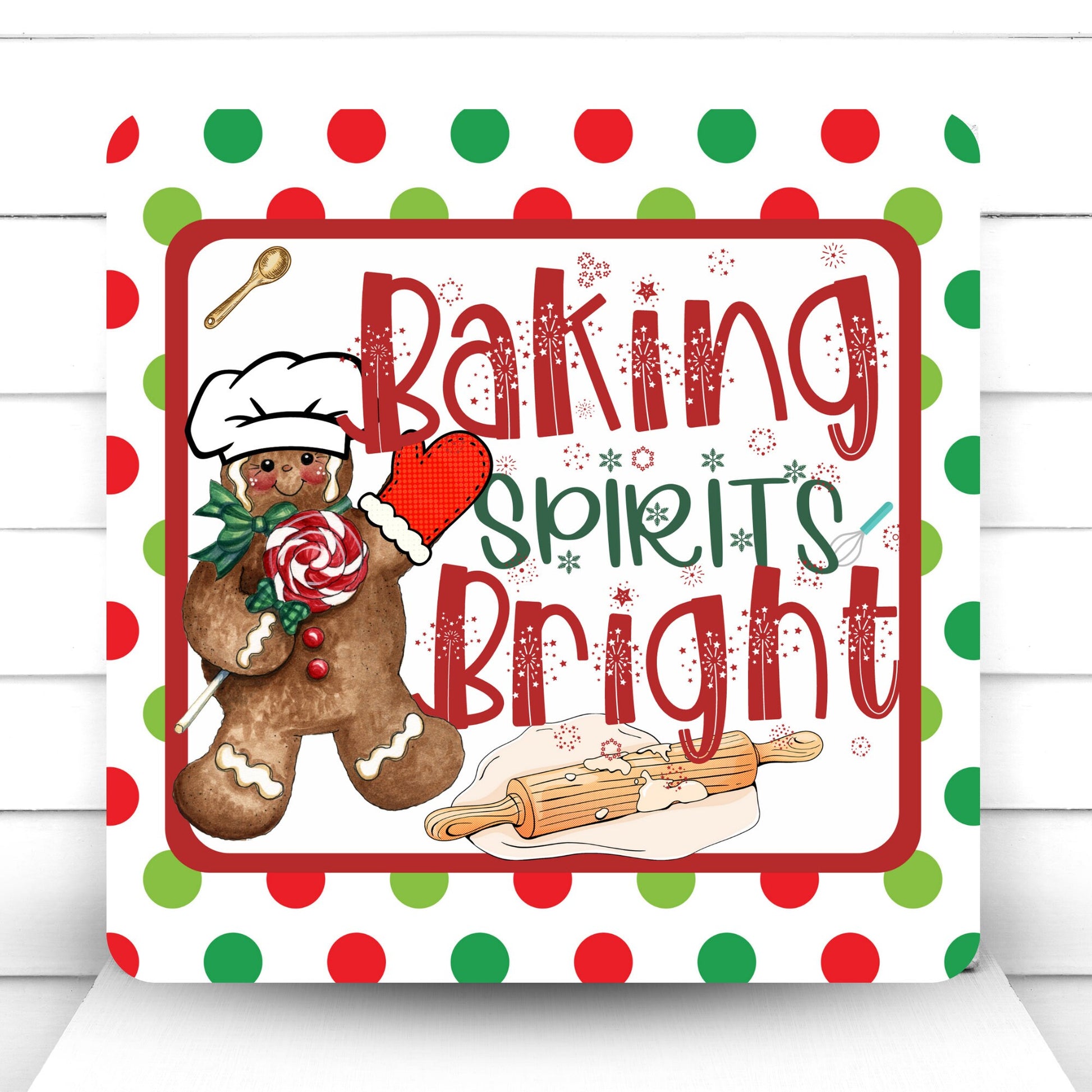 Wreath Sign, Baking Spirits Bright Sign, Gingerbread Wreath Sign, Christmas Wreath Sign, Sugar Pepper Designs, Sign For Wreath