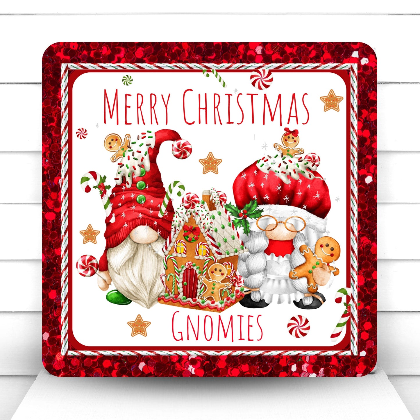 Wreath Sign, Merry Christmas Gnomies Wreath Sign, Christmas Wreath Sign, Santa Gnome Wreath Sign, Sugar Pepper Designs, Sign For Wreath