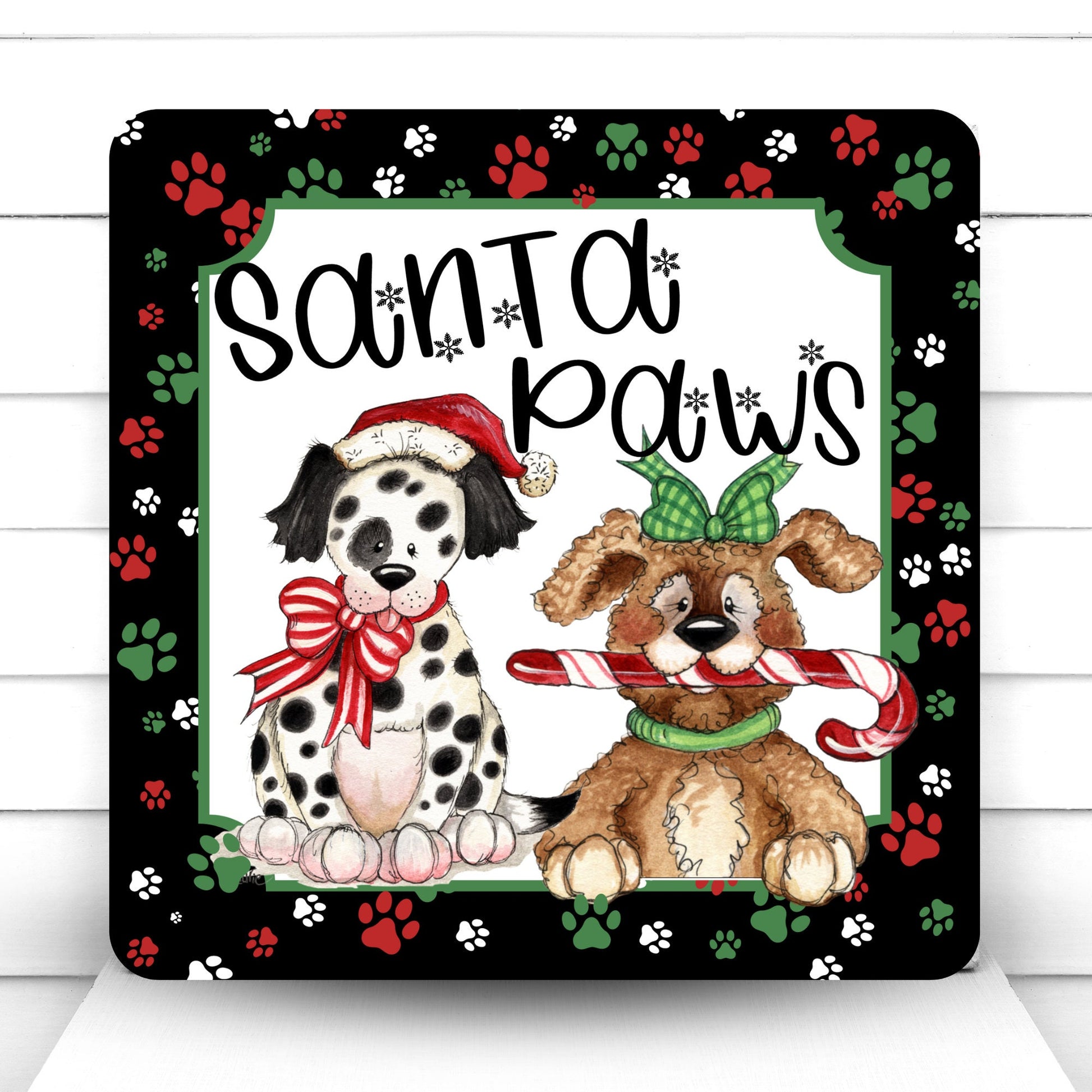 Wreath Sign, Santa Paws Wreath Sign, Christmas Wreath Sign, Dog Sign, Sugar Pepper Designs, Sign For Wreath, Dog Lovers Sign