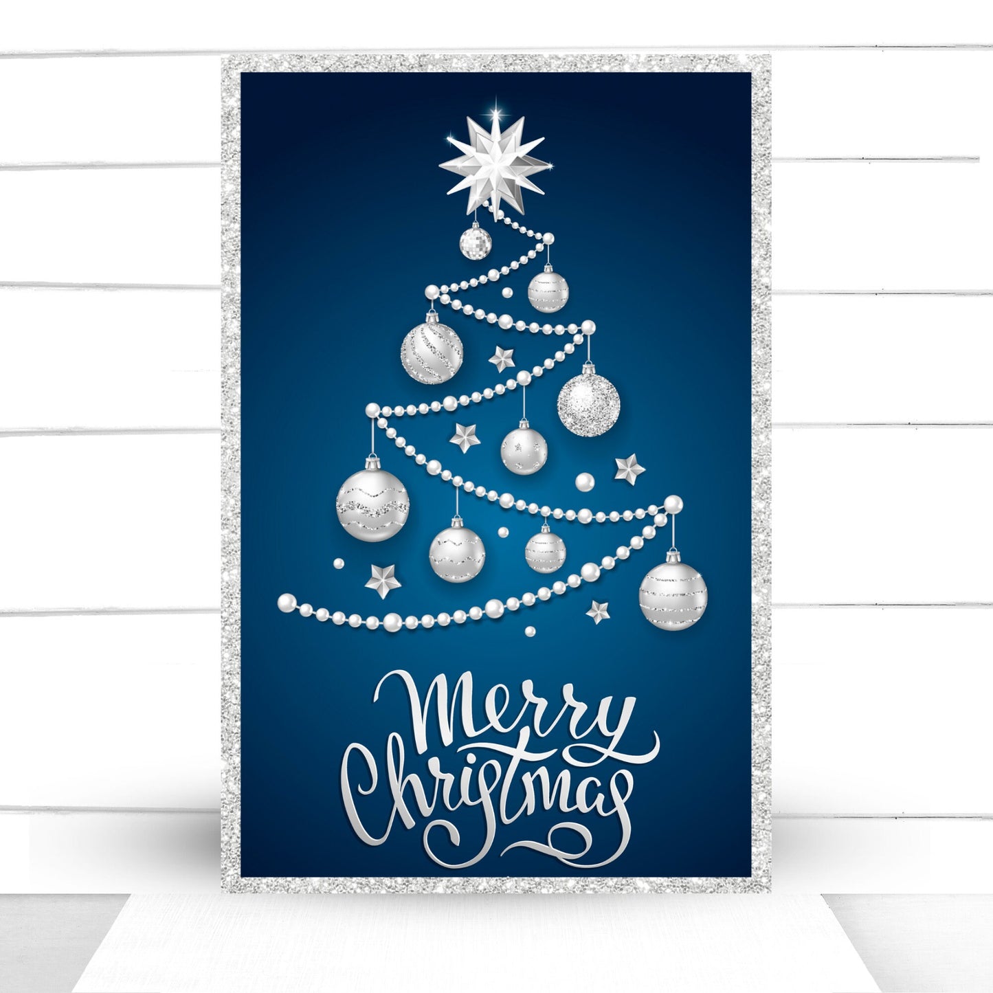 Wreath Sign, Blue and Silver Christmas Ornaments Wreath Sign, Christmas Wreath Sign, Sign For Wreath, Front Door Decor