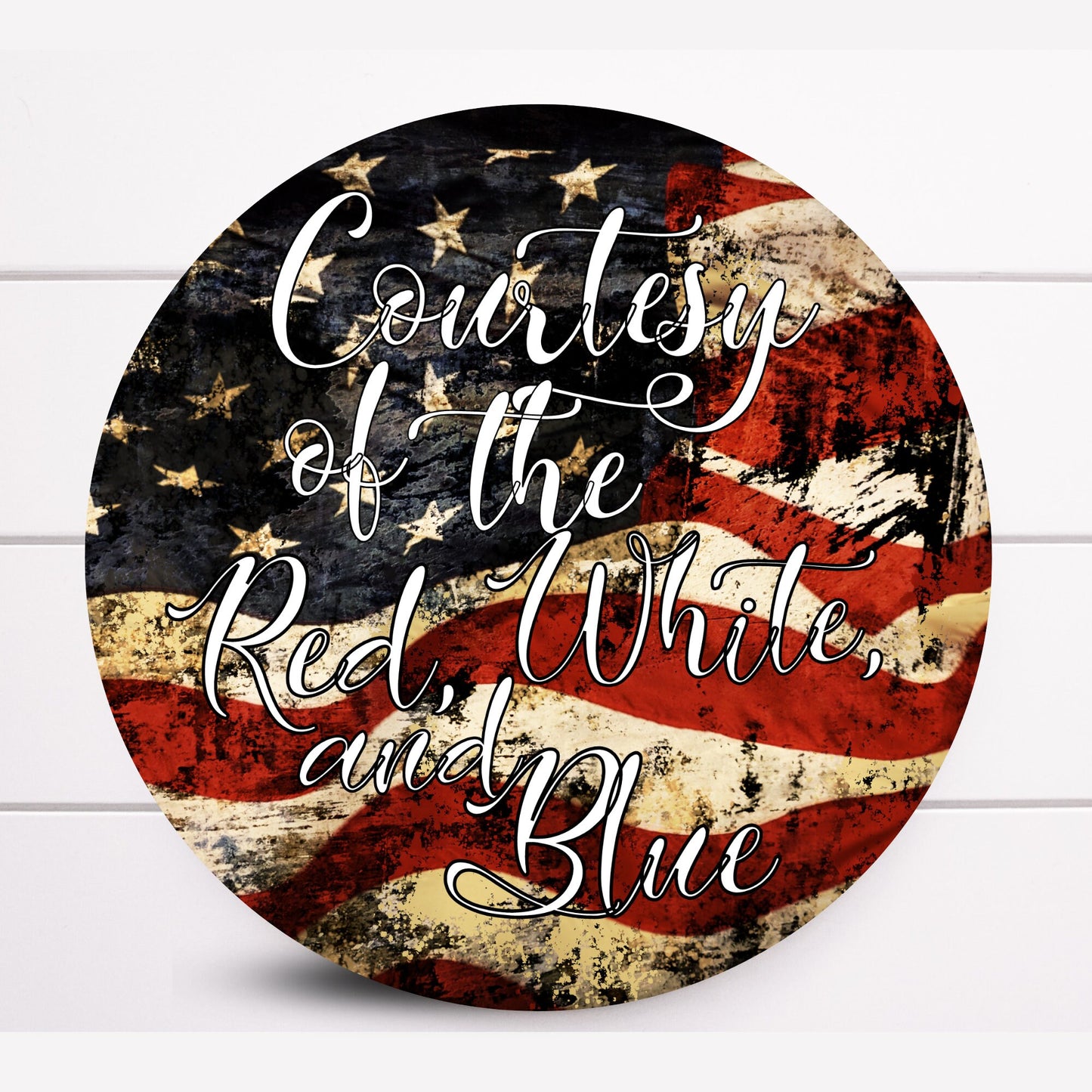 Wreath Sign, Courtesy of the Red White and Blue Round Patriotic Wreath Sign, Sugar Pepper Designs, Sign For Wreath, Door Decor