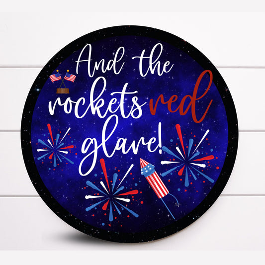 Wreath Sign, And The Rockets Red Glare Round Fourth of July Wreath Sign, Sugar Pepper Designs, Sign For Wreath, Door Decor