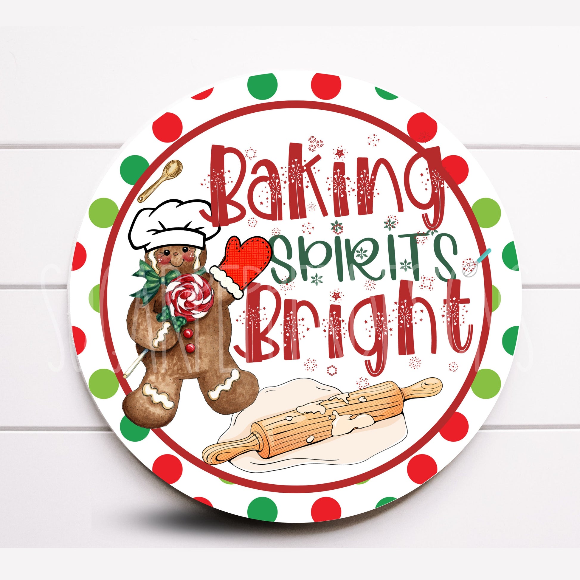 Wreath Sign, Baking Spirits Bright Sign, Christmas Wreath Sign, Gingerbread Christmas Wreath Sign, Sugar Pepper Designs, Sign For Wreath