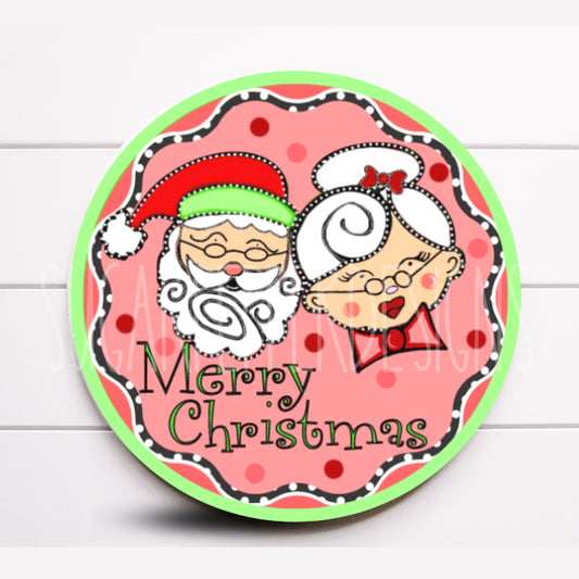 Wreath Sign, Christmas Wreath Sign, Round Wreath Sign, Mr. And Mrs. Claus Wreath Sign, Sugar Pepper Designs, Sign For Wreath