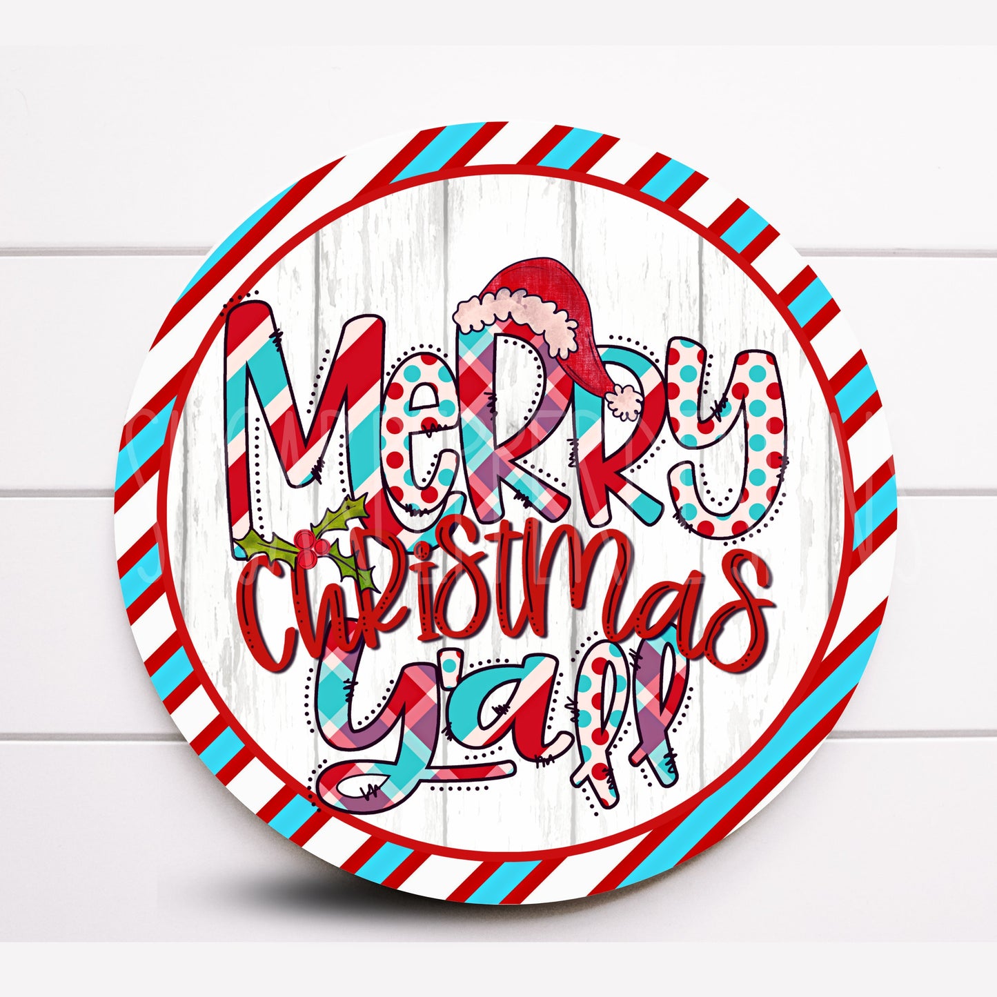 Wreath Sign, Merry Christmas Wreath Sign, Round Metal Sign, Choose your size, Sugar Pepper Designs, Sign For Wreath