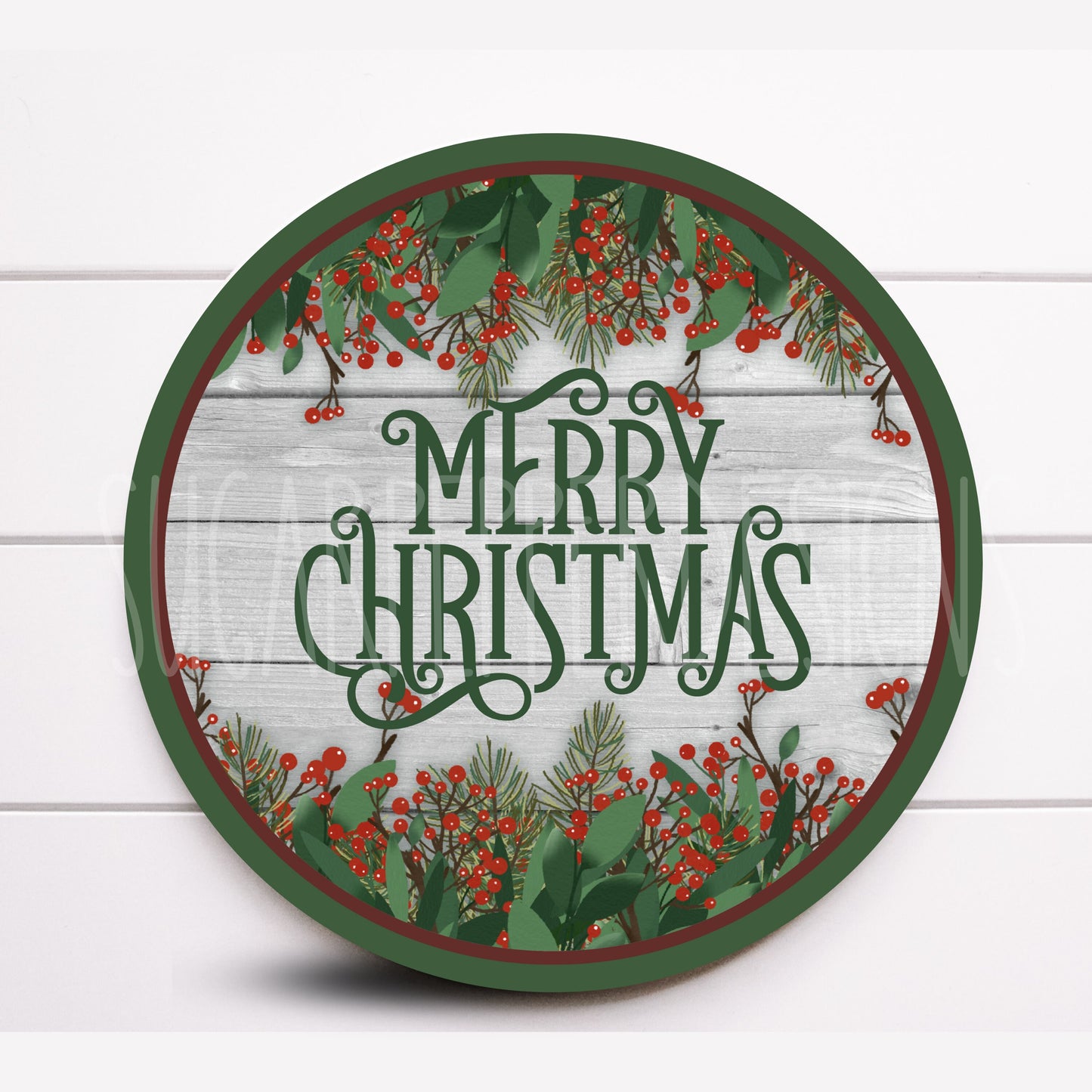 Wreath Sign, Merry Christmas Sign, Rustic Christmas Round Metal Wreath Sign, Sugar Pepper Designs, Sign For Wreath