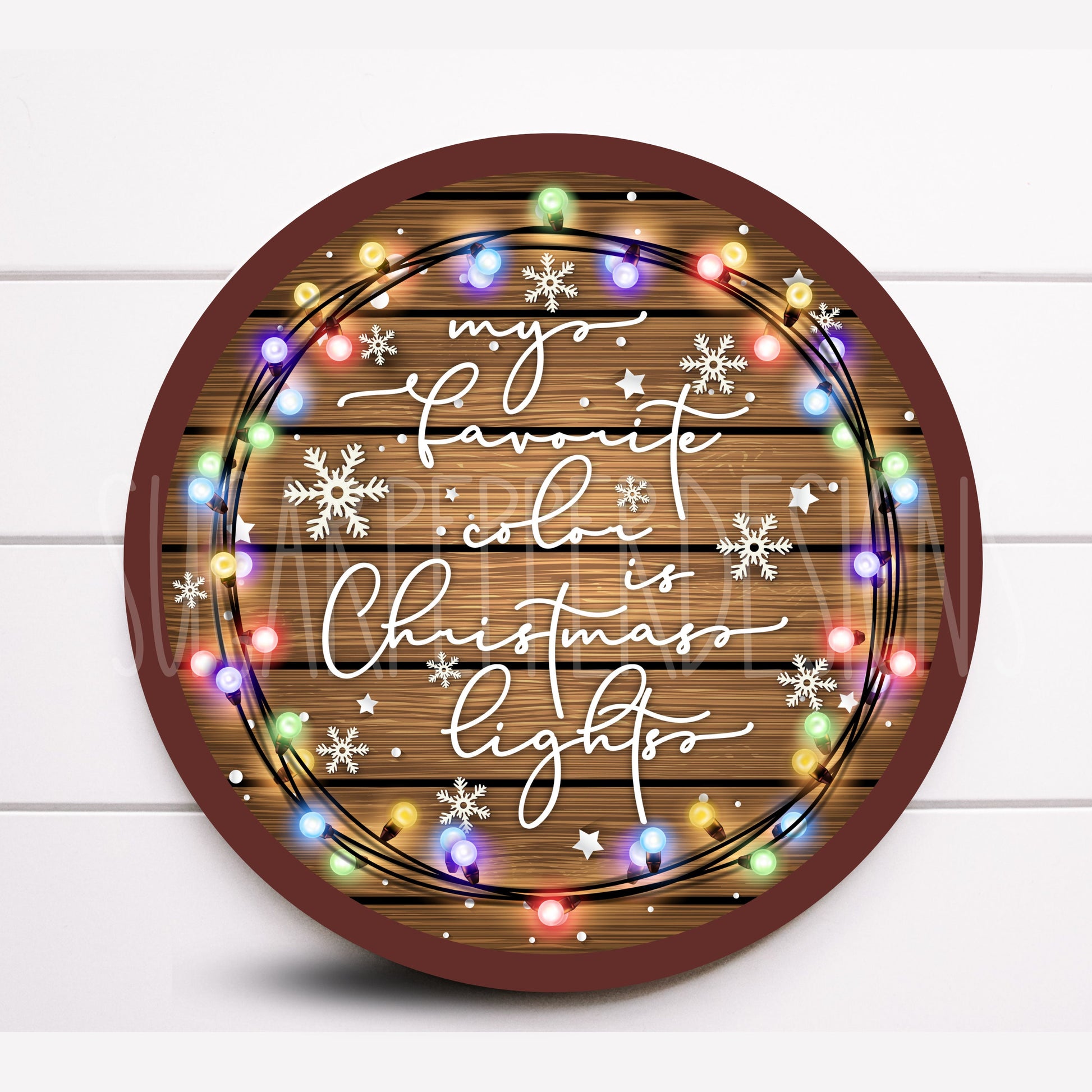 Wreath Sign, Merry Christmas Sign, My Favorite Color Is Christmas Lights Wreath Sign, Sugar Pepper Designs, Sign For Wreath