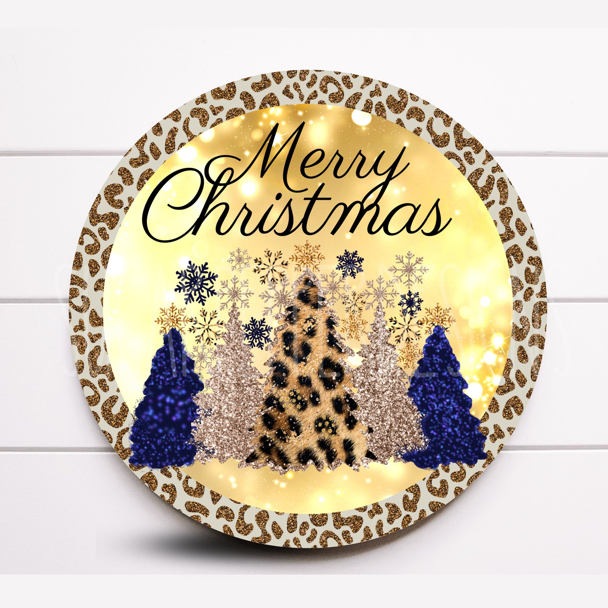 Wreath Sign, Christmas Wreath Sign, Animal Print Christmas Wreath Sign, Choose your size, Sugar Pepper Designs, Sign For Wreath