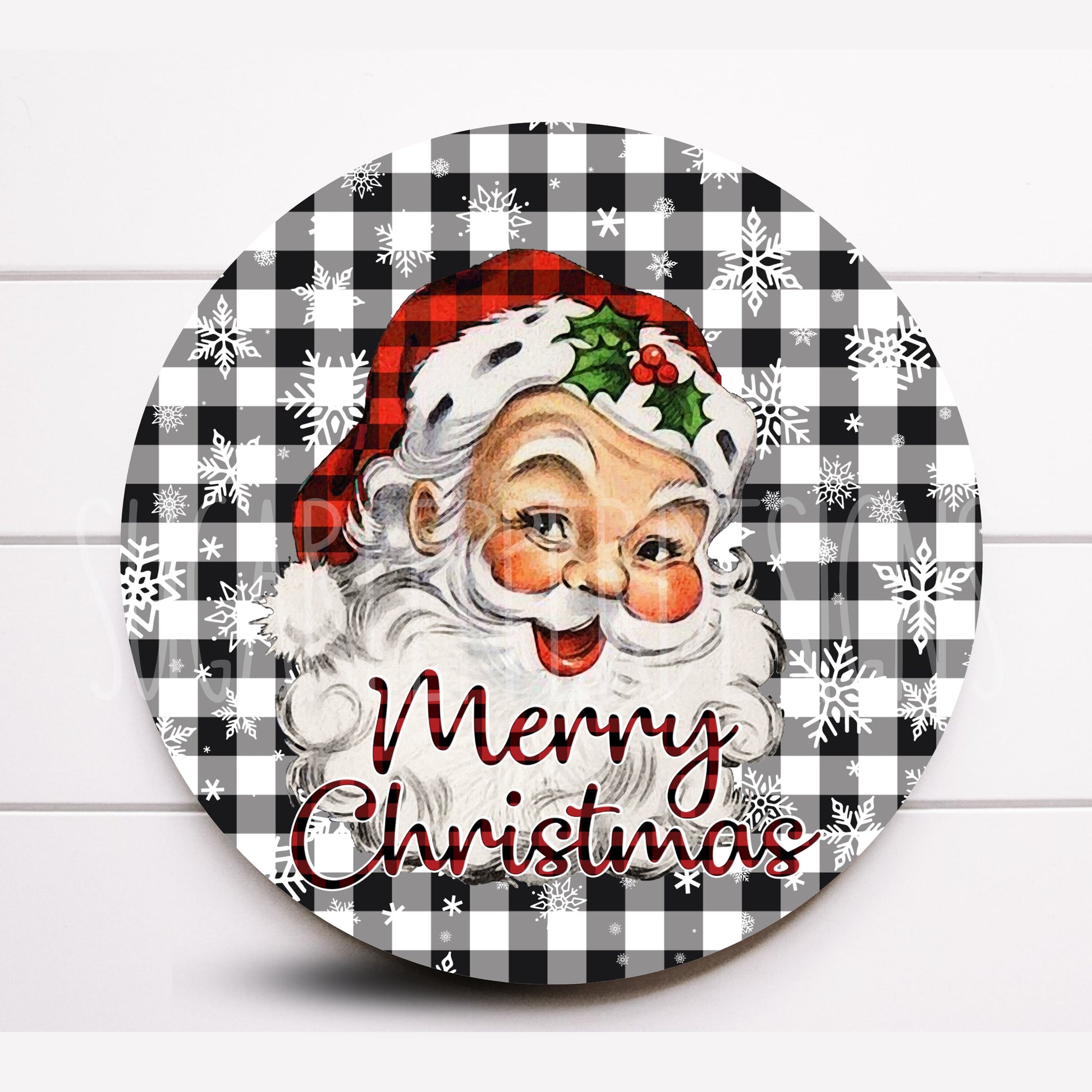 Wreath Sign, Santa Claus Wreath Sign, Retro Santa Christmas Wreath Sign, Christmas Supplies, Sign For Wreath, Sugar Pepper Designs