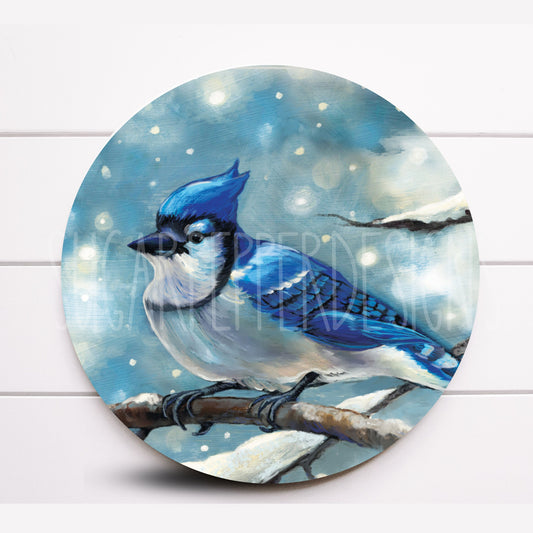 Wreath Sign, Winter Bird Wreath Sign, Blue Bird Sign, Sugar Pepper Designs Sign For Wreath Door Decor