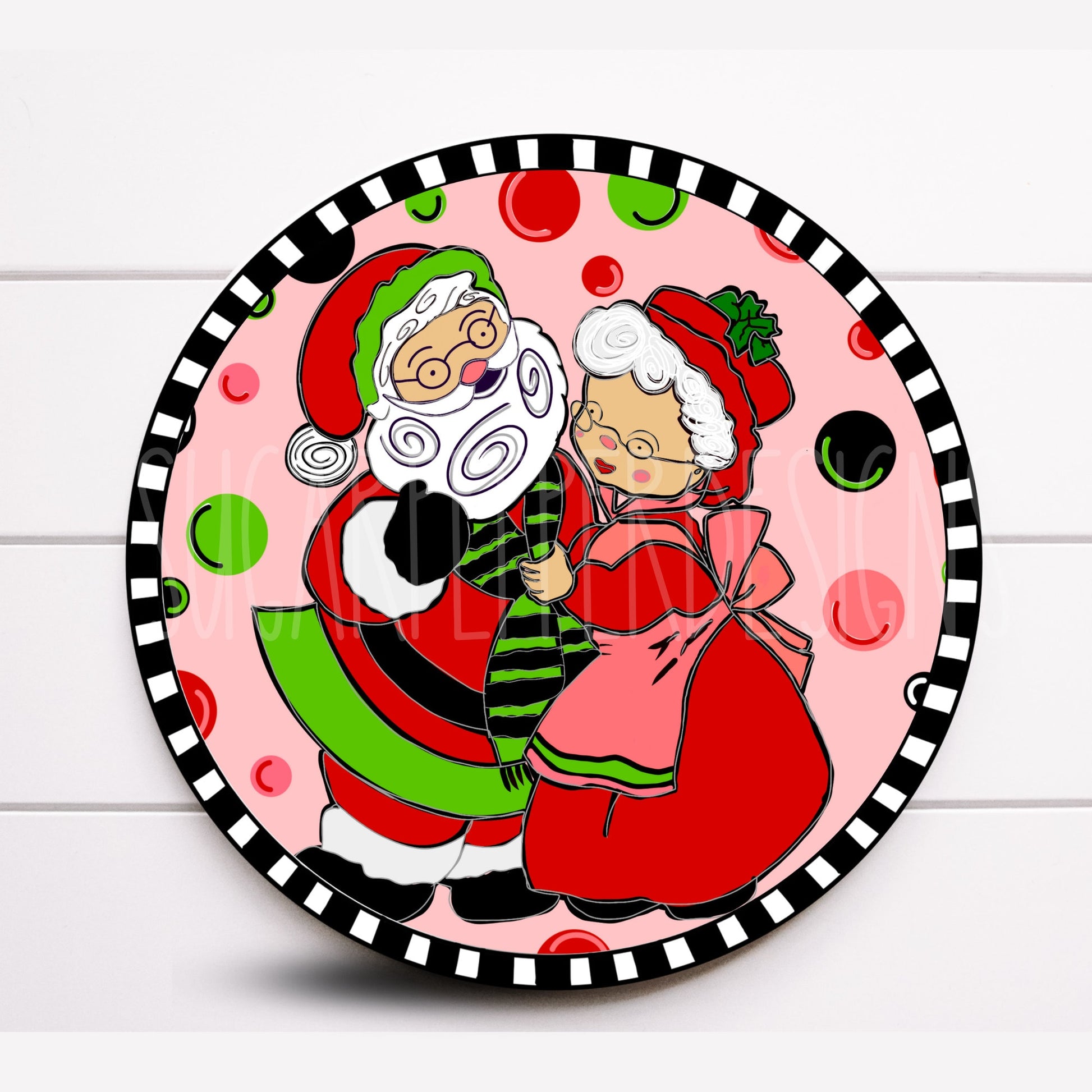 Wreath Sign, Christmas Wreath Sign, Round Wreath Sign, Mr. And Mrs. Claus Wreath Sign, Sugar Pepper Designs, Sign For Wreath