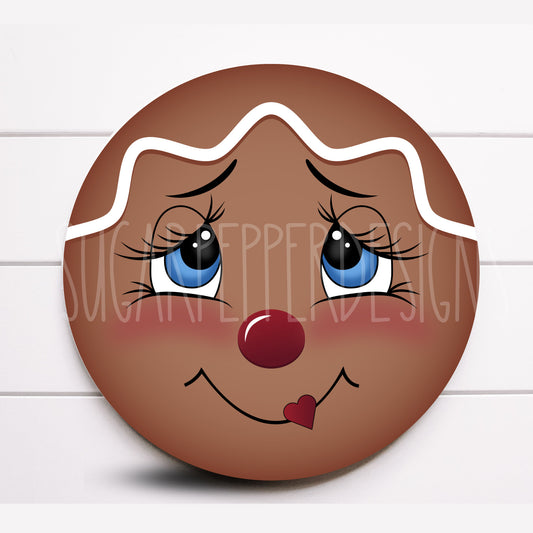 Wreath Sign, Gingerbread Face Wreath Sign, Round Face Wreath Sign, Sugar Pepper Designs, Sign For Wreath