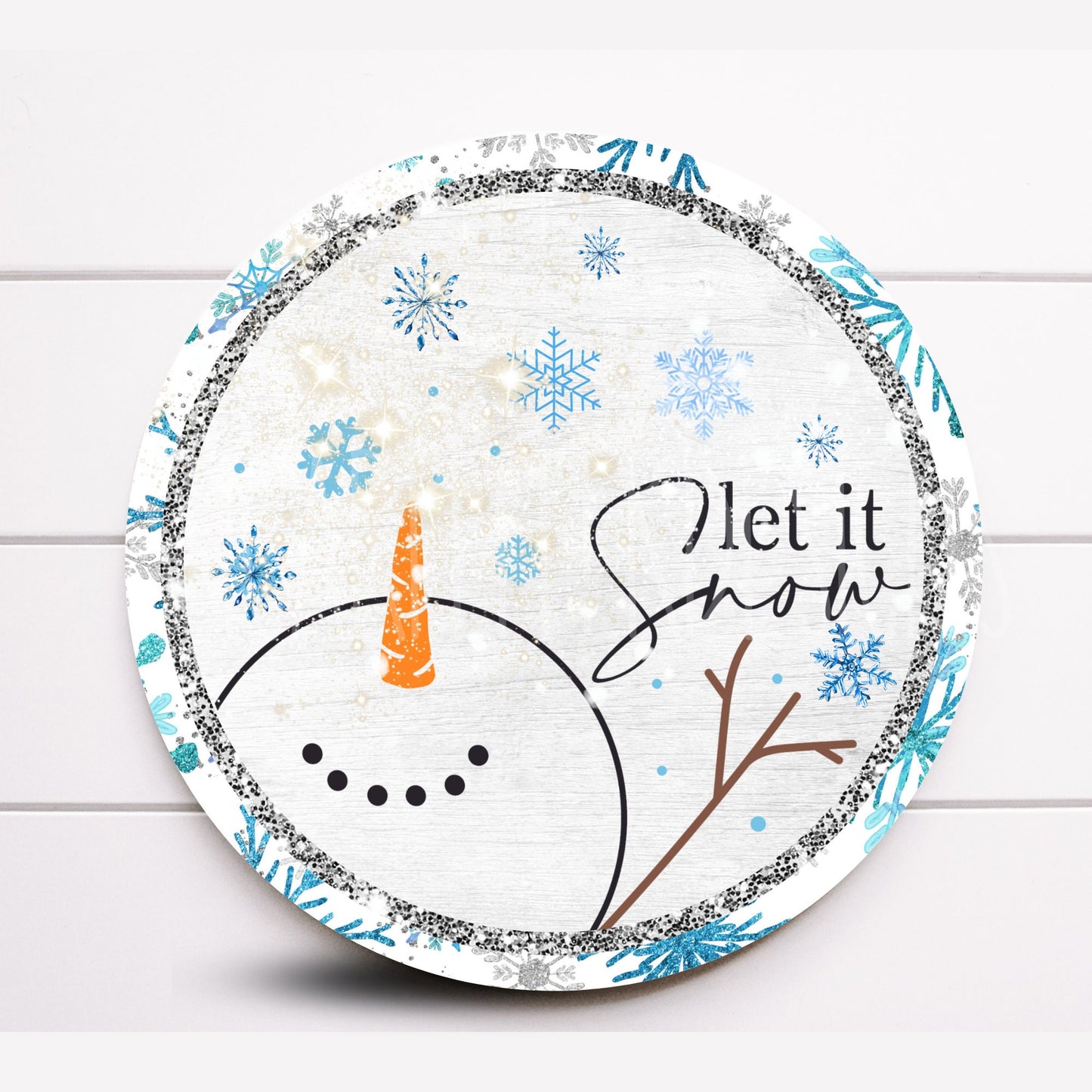 Wreath Sign, Snowman Wreath Sign, Let it Snow Winter Wreath Sign, Round Snowman Wreath Sign, Sugar Pepper Designs, Sign For Wreath