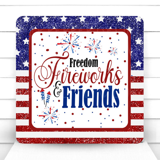 Freedom Fireworks and Friends Fourth of July Wreath Sign, Summer Wreath Sign, Sugar Pepper Designs, Door Decor, Sign For Wreath