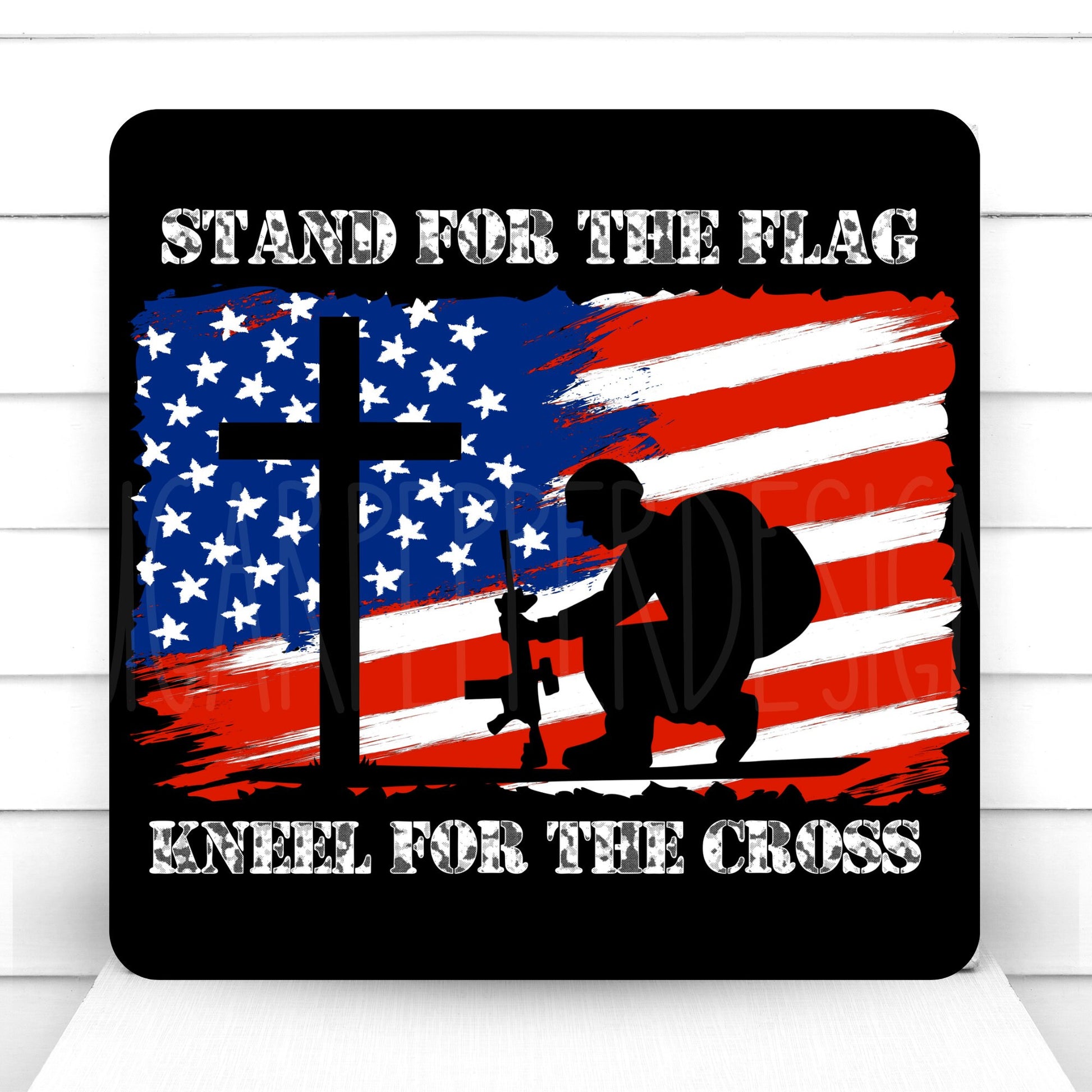 Stand For The Flag Kneel For The Cross Patriotic Wreath Sign, Summer Wreath Sign, Sugar Pepper Designs, Door Decor, Sign For Wreath