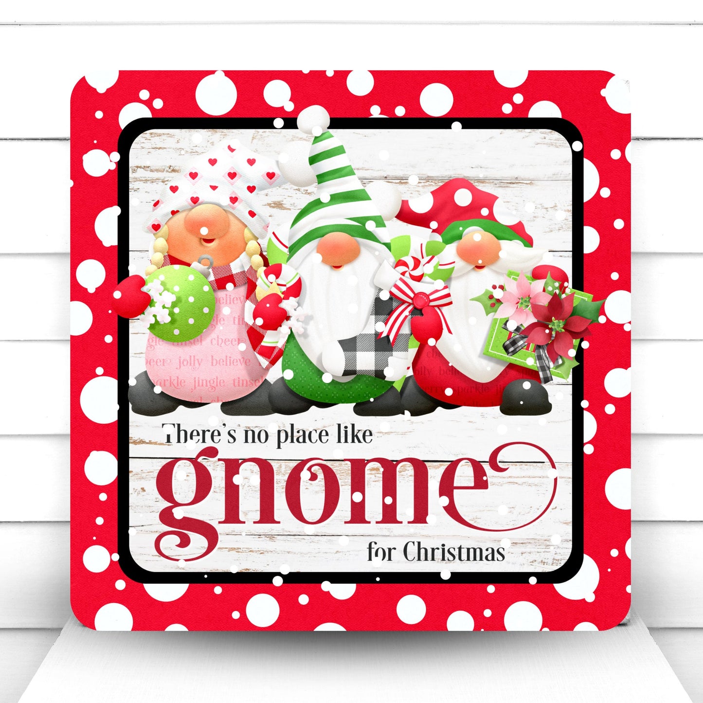 Wreath Sign, Gnome Christmas Wreath Sign, There’s Gnome Place Like Home Wreath Sign, Cute Christmas Door Decor