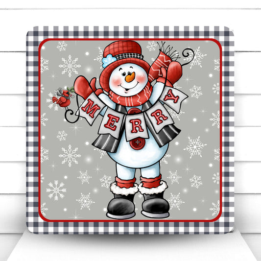 Wreath Sign, Grey Snowman with Cardinal Wreath Sign, Winter Wreath Sign, Choose Your Size Wreath Sign, Sign For Wreath, Sugar Pepper Designs