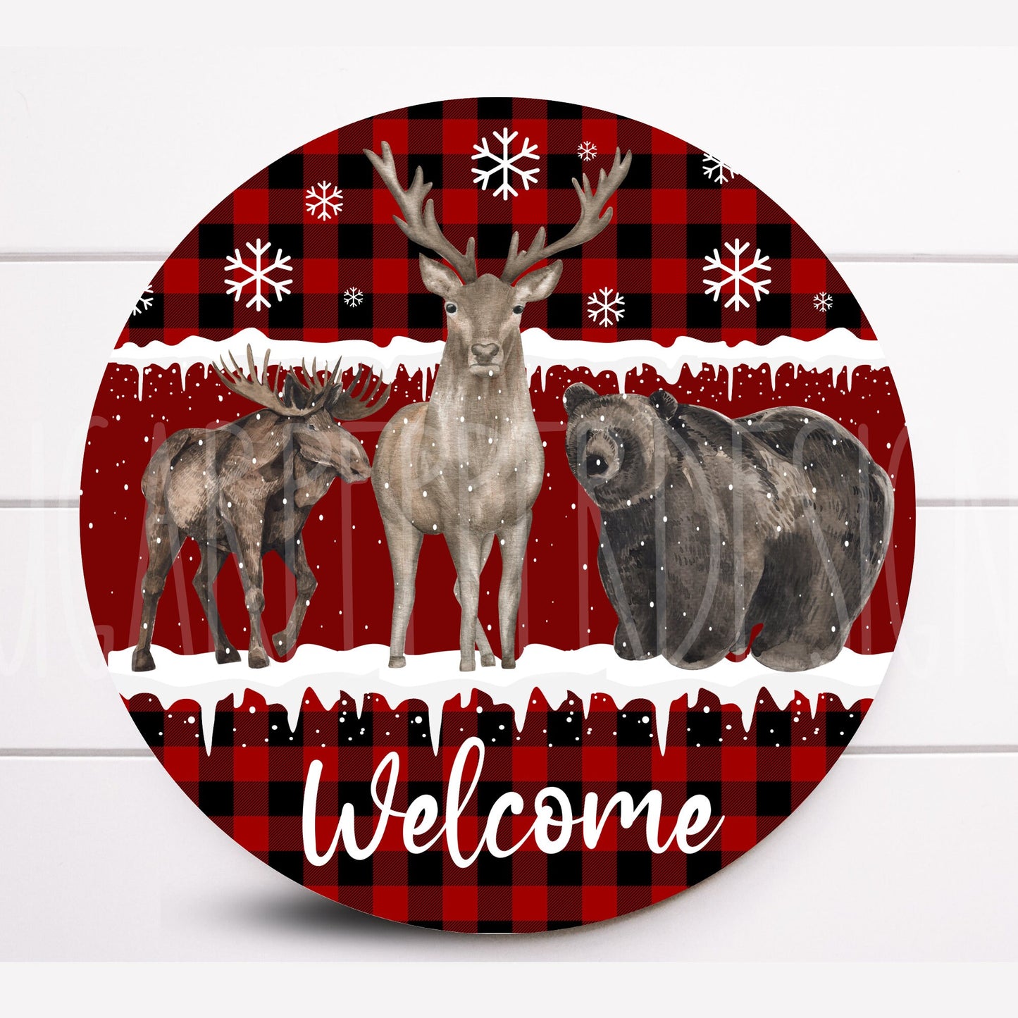 Wreath Sign, Woodland Theme Deer Wreath Sign, Deer Bear and Elk Wreath Sign, Sugar Pepper Designs, Signs For Wreaths