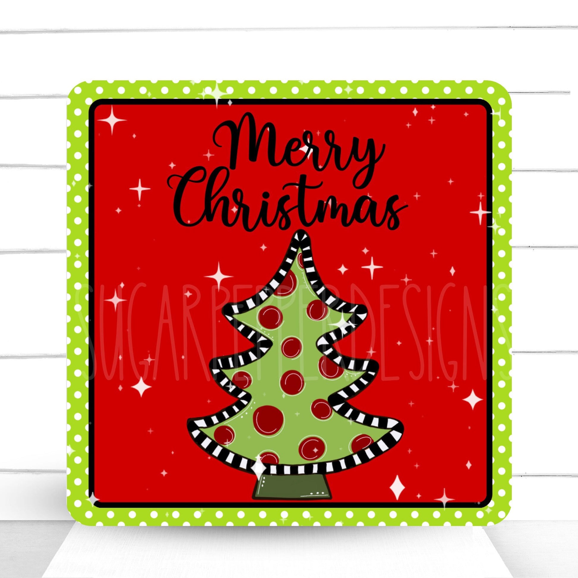 Wreath Sign, Red and Green Christmas Tree Wreath Sign, Christmas Wreath Sign, Sugar Pepper Designs, Sign For Wreath