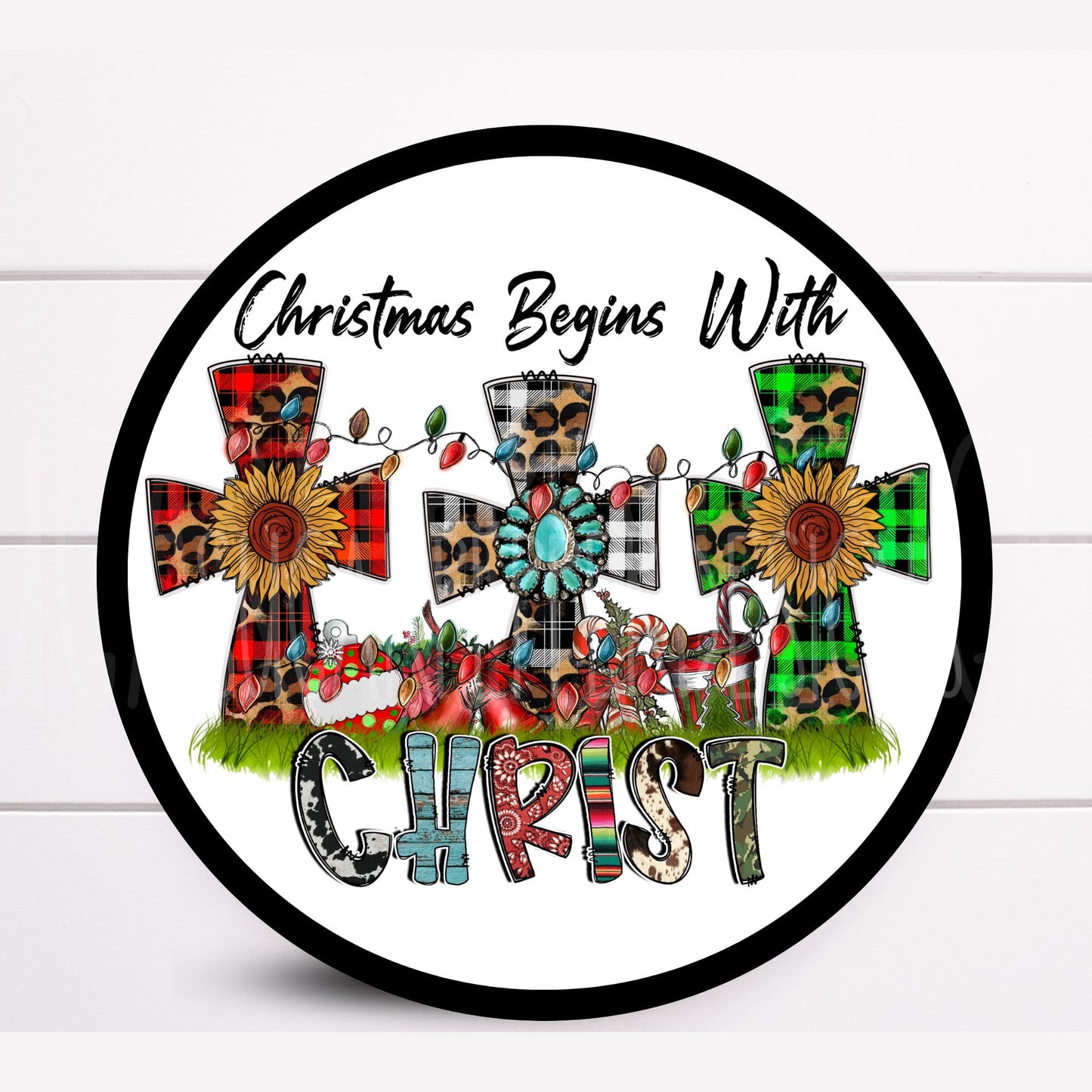 Wreath Sign, Christmas Begins With Christ Wreath Sign, Christmas Wreath Sign, Sign For Wreath, Sugar Pepper Designs