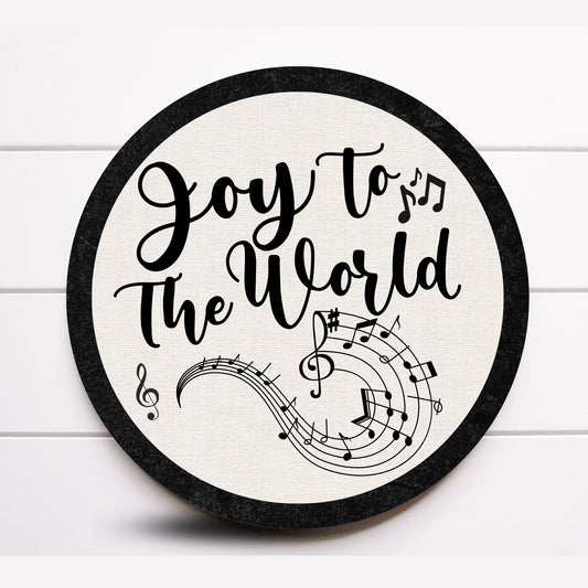 Wreath Sign, Christmas Musical Notes Wreath Sign, Round Metal Sign, Choose your size, Sugar Pepper Designs, Sign For Wreath,Joy To The World