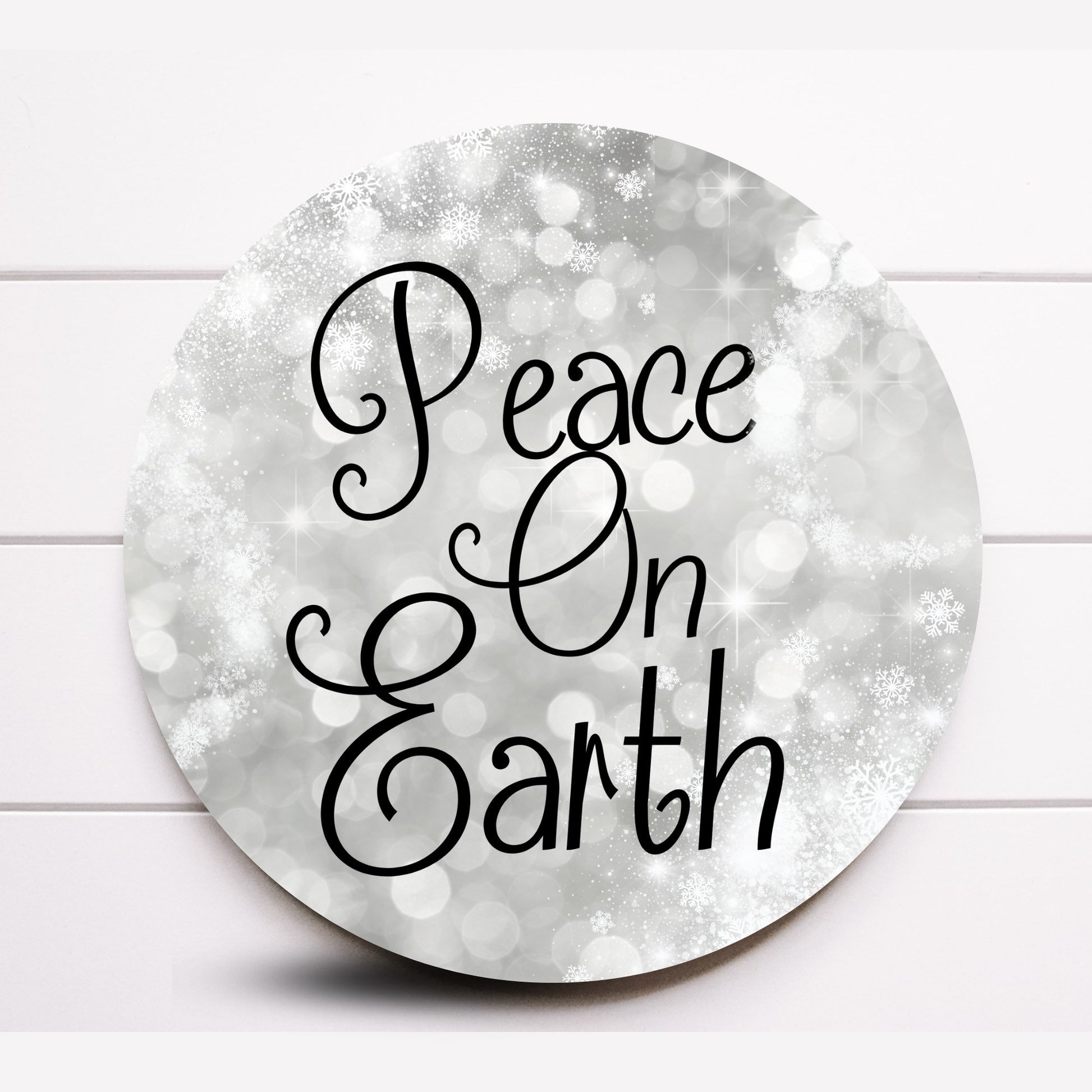 Wreath Sign, Christmas Peace On Earth Wreath Sign, Round Metal Sign, Choose your size, Sugar Pepper Designs, Sign For Wreath