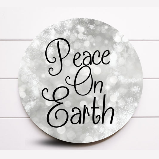 Wreath Sign, Christmas Peace On Earth Wreath Sign, Round Metal Sign, Choose your size, Sugar Pepper Designs, Sign For Wreath