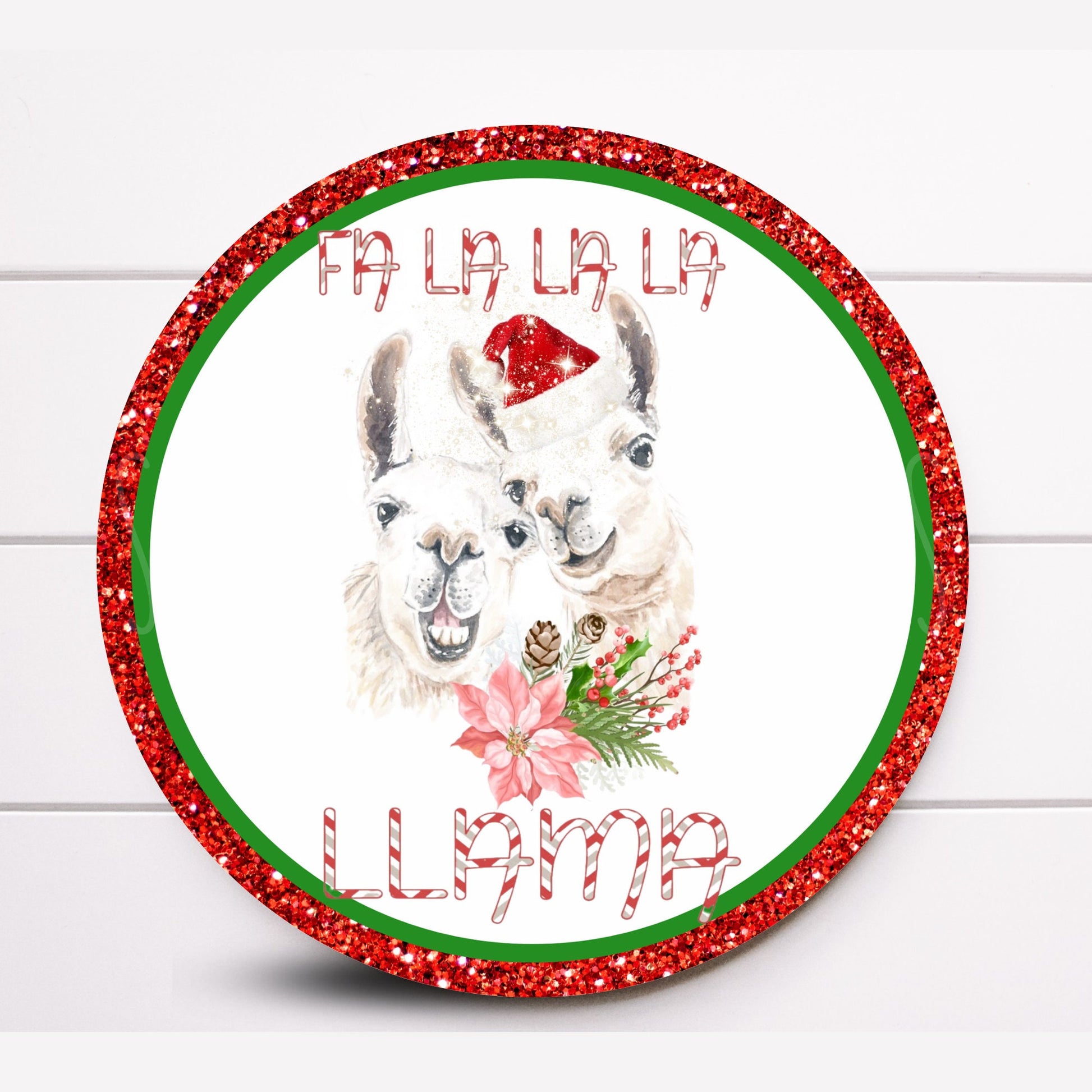 Wreath Sign, Christmas Llama Wreath Sign, Christmas Wreath Sign, Sign For Wreath, Sugar Pepper Designs