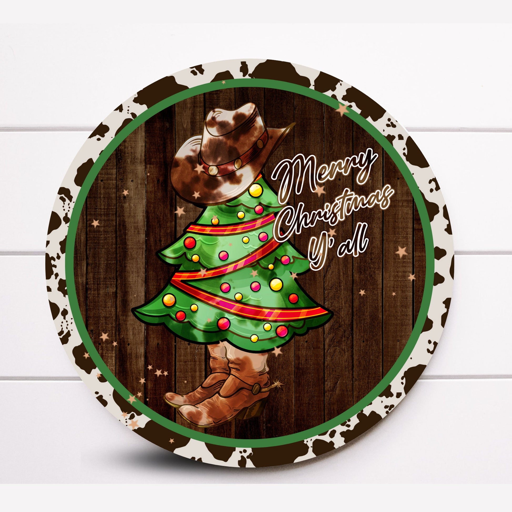 Wreath Sign, Merry Christmas Y'all Round Metal Christmas Wreath Sign, Western Christmas Wreath SignSugar Pepper Designs, Sign for Wreath