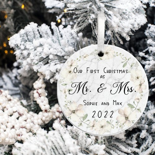 First Christmas Married Ornament 2022, Mr and Mrs Christmas Ornament, Our First Christmas As Ornament, Custom First Year Married 2022