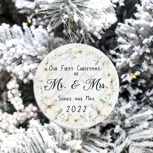 First Christmas Married Ornament 2022, Mr and Mrs Christmas Ornament, Our First Christmas As Ornament, Custom First Year Married 2022