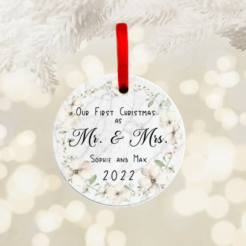 First Christmas Married Ornament 2022, Mr and Mrs Christmas Ornament, Our First Christmas As Ornament, Custom First Year Married 2022