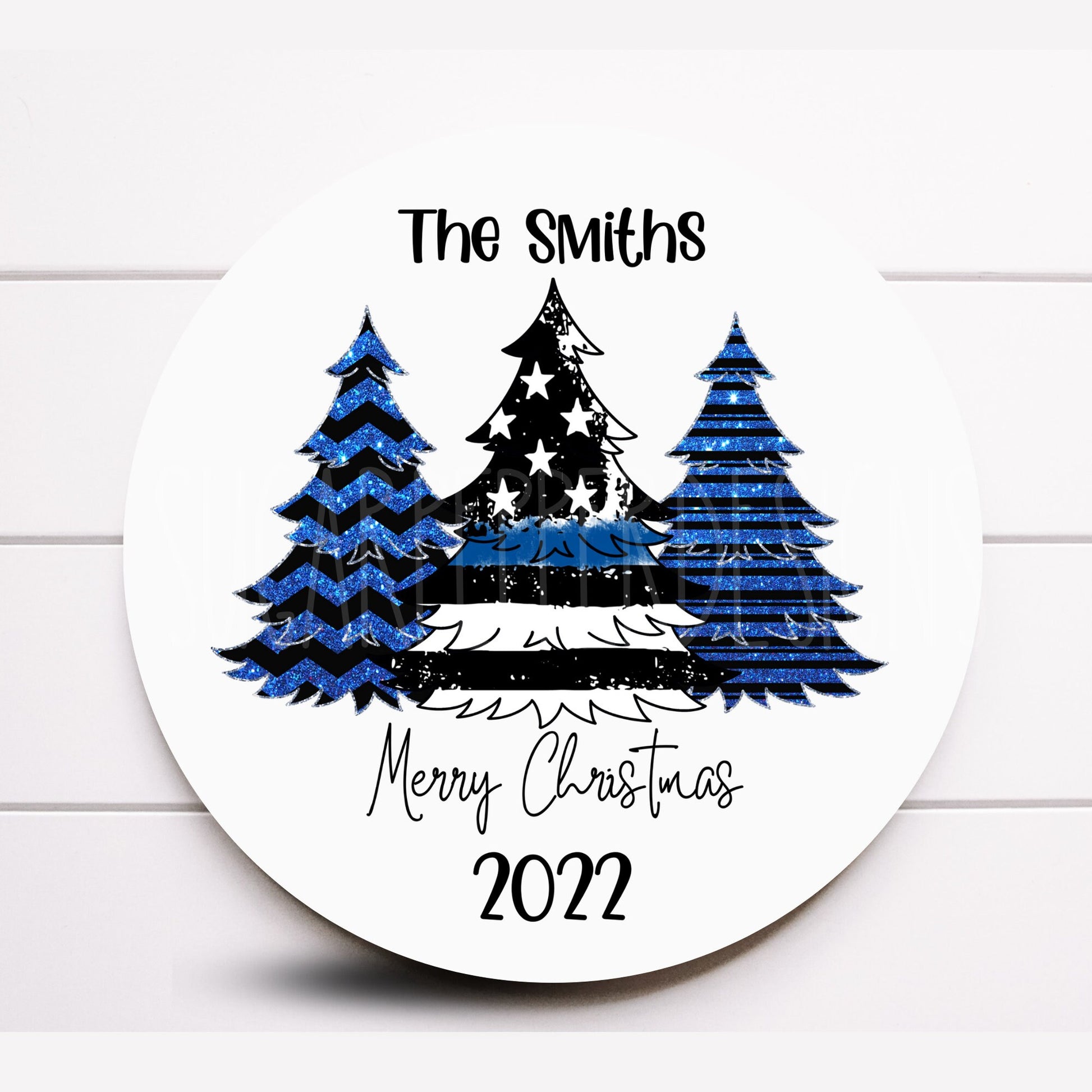 Wreath Sign, Personalized Gift, Personalized Police Officer Support, Police Officer Family Christmas Sign, Support Police Wreath Sign