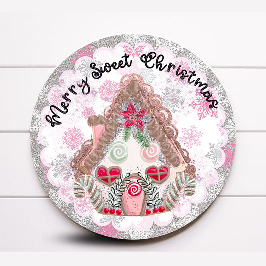 Wreath Sign, Merry Sweet Christmas Wreath Sign, Metal Wreath Sign, Sugar Pepper Designs, Sign For Wreath, Gingerbread Wreath Sign