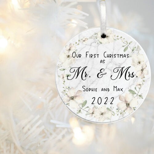 First Christmas Married Ornament 2022, Mr and Mrs Christmas Ornament, Our First Christmas As Ornament, Custom First Year Married 2022