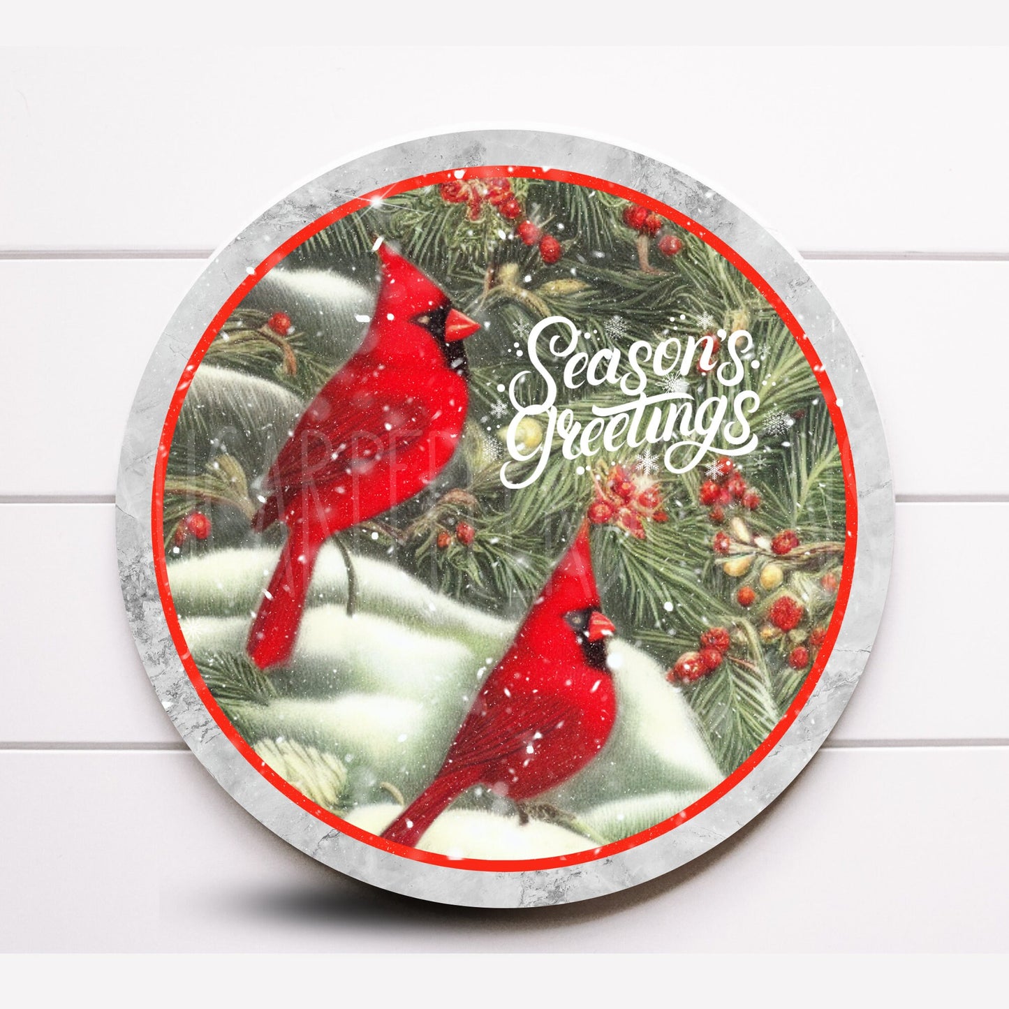 Wreath Sign, Seasons Greetings Red Cardinal Wreath Sign, Metal Wreath Sign, Sugar Pepper Designs, Sign For Wreath, Door Decor