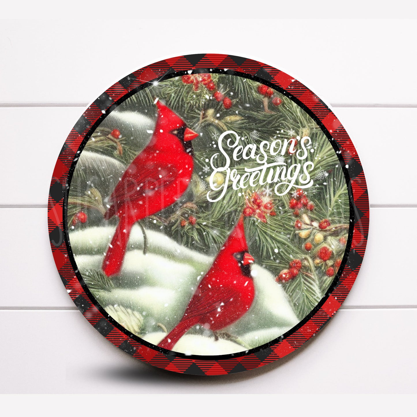 Wreath Sign, Seasons Greetings Red Cardinal Wreath Sign, Metal Wreath Sign, Sugar Pepper Designs, Sign For Wreath, Door Decor