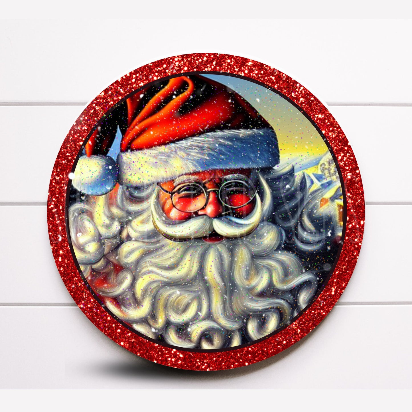 Wreath Sign, Round Jolly St Nick Christmas Wreath Sign, Metal Wreath Sign, Sugar Pepper Designs, Sign For Wreath, Santa Claus Sign