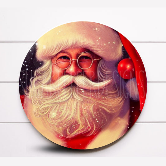 Wreath Sign, Round Old World Santa Claus, Christmas Wreath Sign, Metal Wreath Sign, Sugar Pepper Designs, Sign For Wreath,