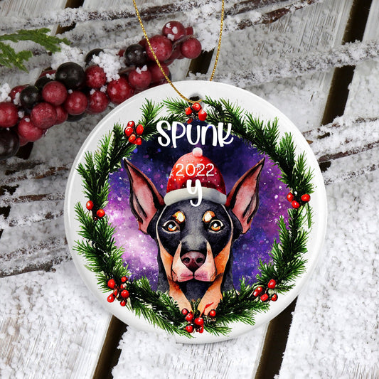 Doberman Christmas Ornament, Doberman Ornament, Doberman Ornament Floppy Ears, Doberman Custom, Sugar Pepper Designs, Personalized Pet Gift