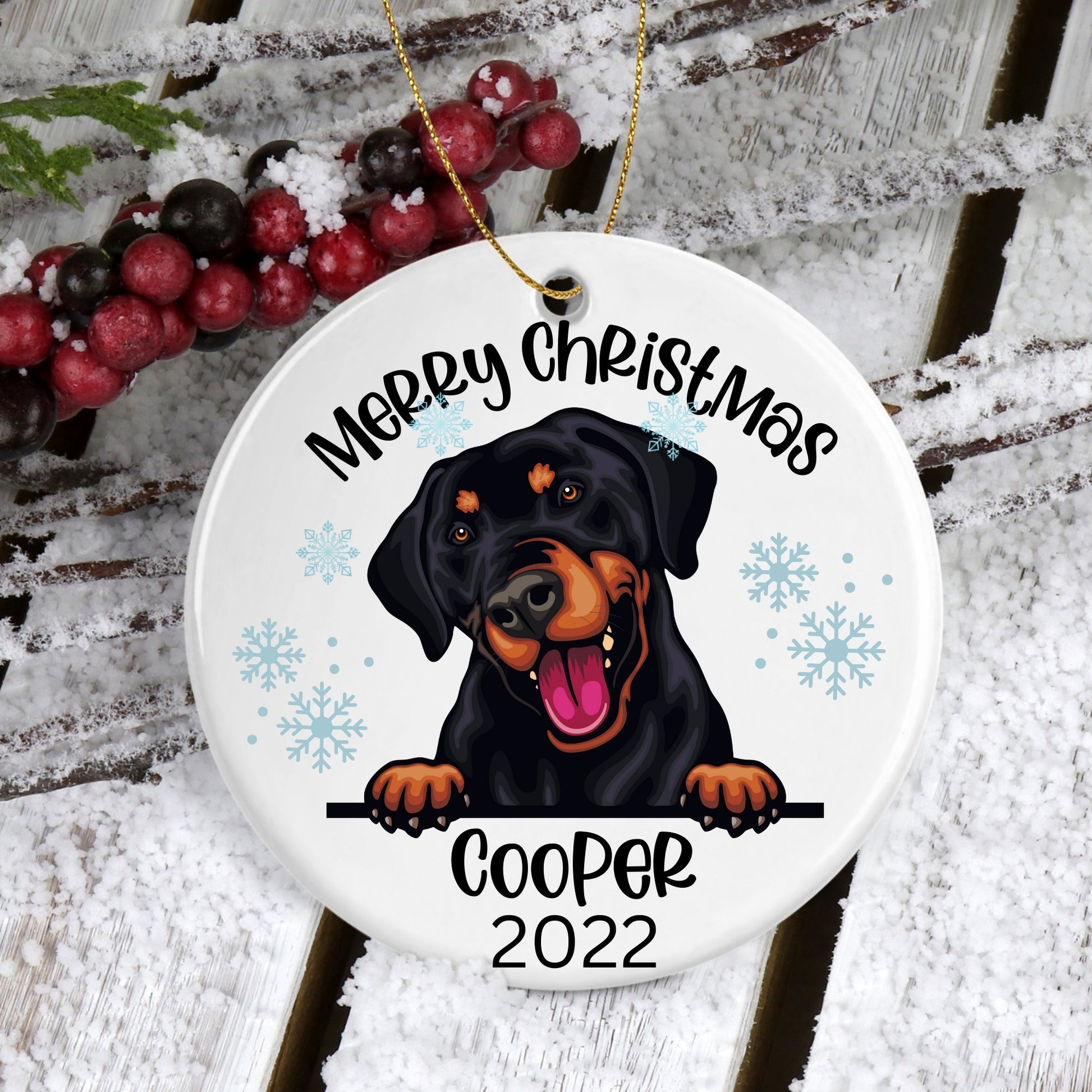 Doberman Christmas Ornament, Doberman Ornament, Doberman Ornament Floppy Ears, Doberman Custom, Sugar Pepper Designs, Personalized Pet Gift