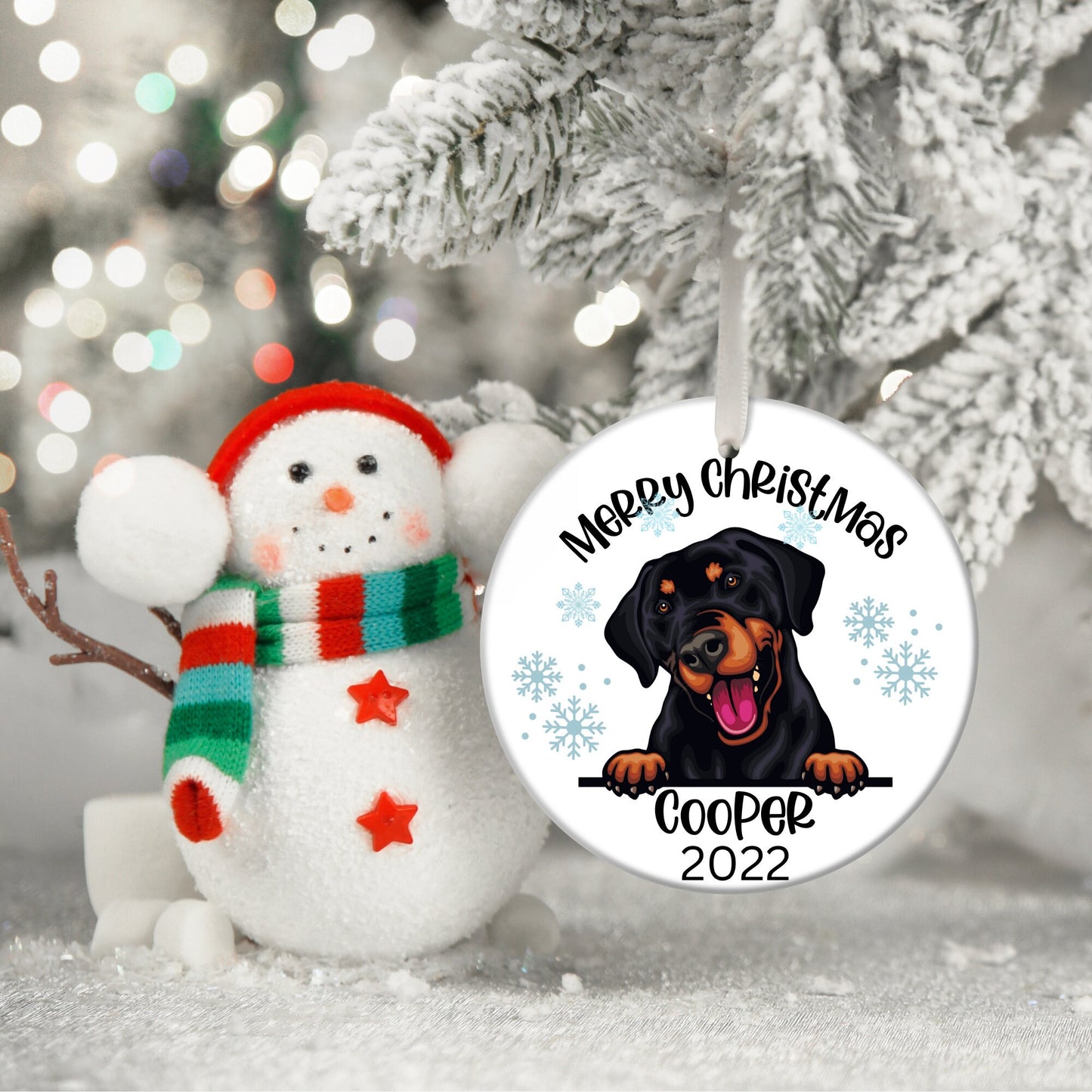 Doberman Christmas Ornament, Doberman Ornament, Doberman Ornament Floppy Ears, Doberman Custom, Sugar Pepper Designs, Personalized Pet Gift