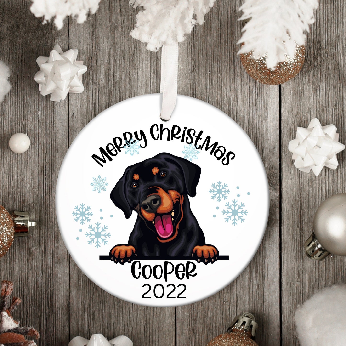 Doberman Christmas Ornament, Doberman Ornament, Doberman Ornament Floppy Ears, Doberman Custom, Sugar Pepper Designs, Personalized Pet Gift