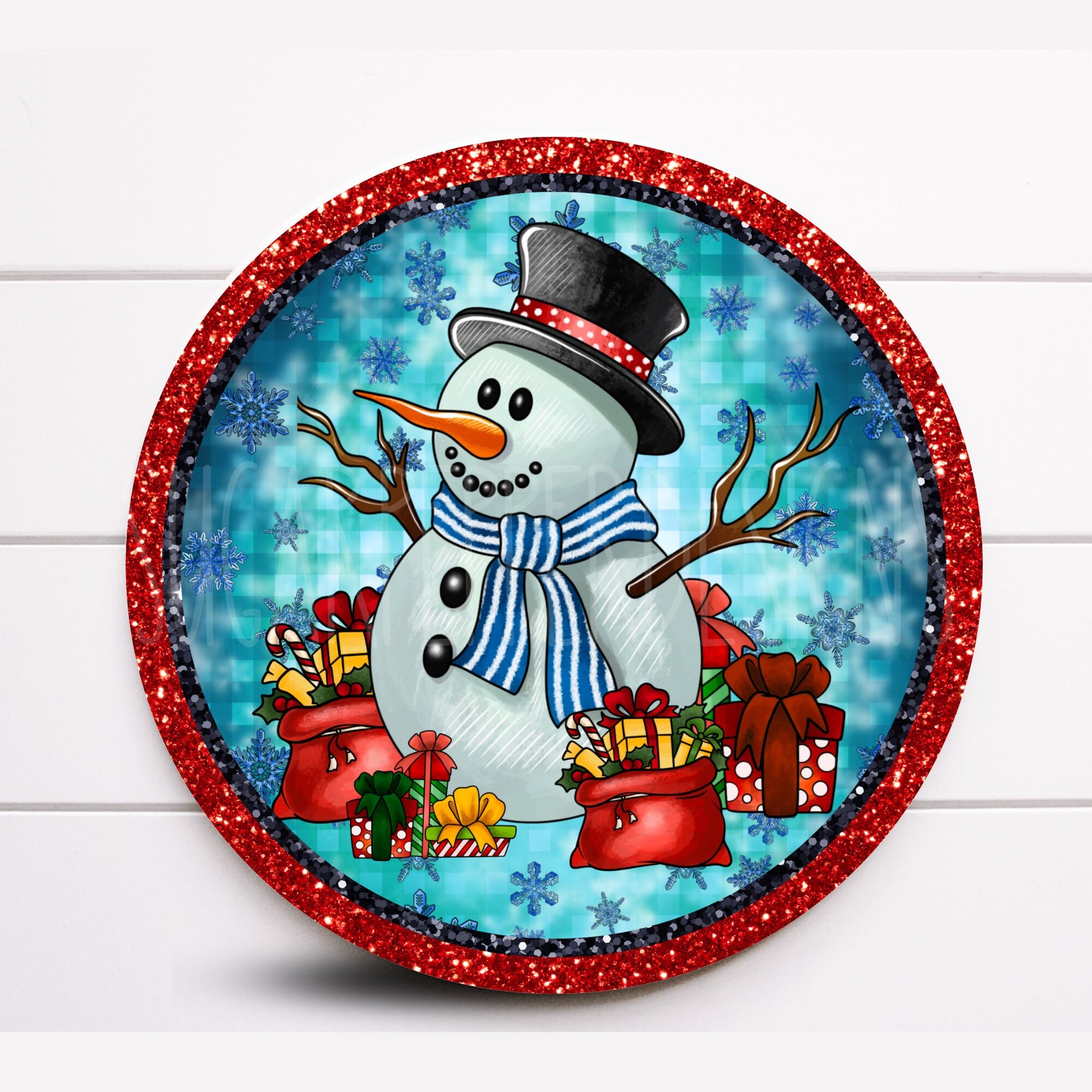 Wreath Sign, Snowman Winter Wreath Sign, Christmas Wreath Sign, Round Metal Sign, Choose your size, Sugar Pepper Designs, Sign For Wreath