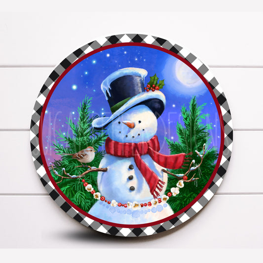 Wreath Sign, Snowman with Top Hat and Scarf Winter Wreath Sign, Christmas Sign, Sugar Pepper Designs, Sign For Wreath