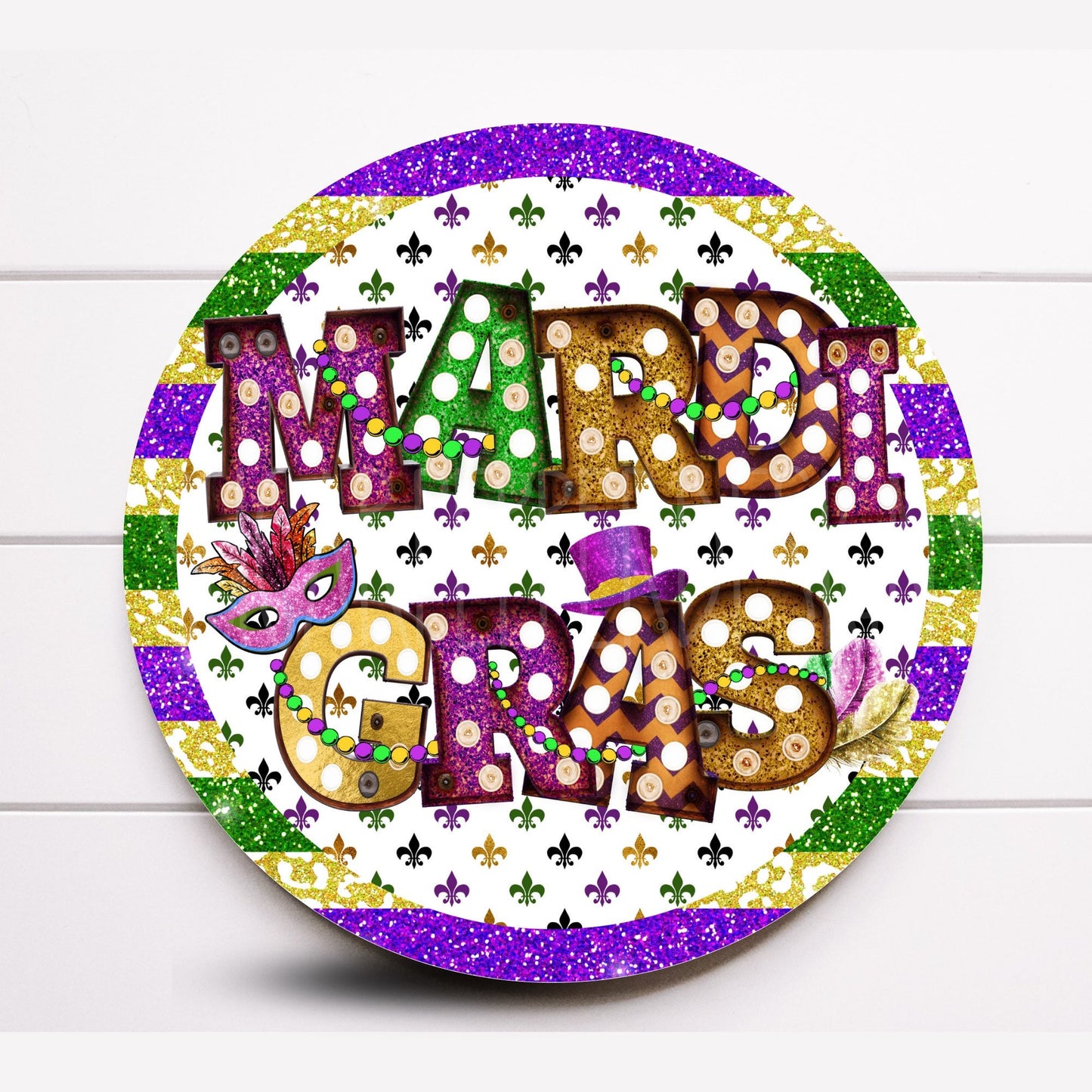 Wreath Sign, Mardi Gras Wreath Sign, Round Wreath Sign, Sugar Pepper Designs, Sign For Wreath, Door Decor