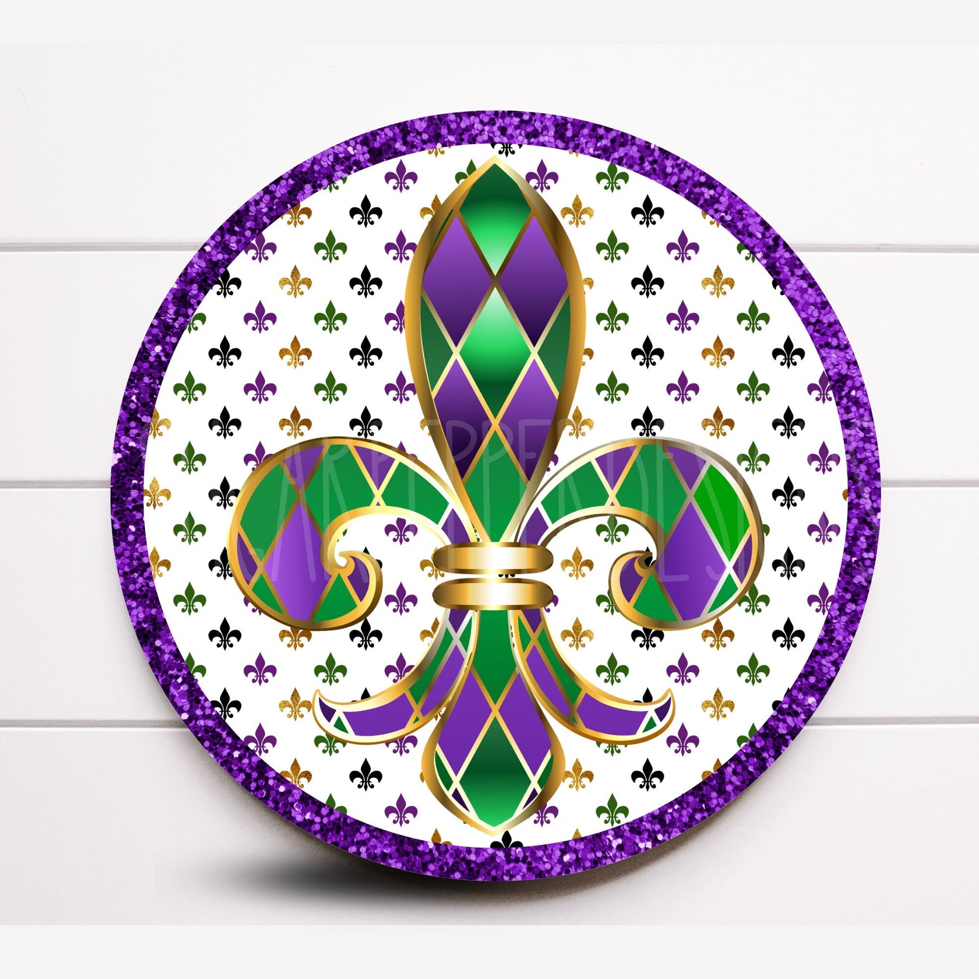 Wreath Sign, Mardi Gras Wreath Sign, Round Wreath Sign, Sugar Pepper Designs, Sign For Wreath, Door Decor