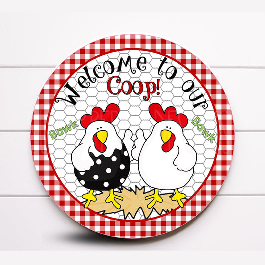 Wreath Sign, Chicken Wreath Sign, Welcome To Our Coop Wreath Sign, Rooster Sign, Sugar Pepper Designs, Sign For Wreath, Door Decor